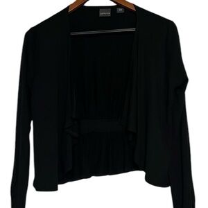 Covington Petite Open Cardigan Sweater Cropped 3/4 Sleeve Black Medium